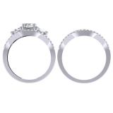 1.75 Carat (ctw) 10K White Gold Round Diamond Ladies 3 Stone Bridal Engagement Ring Set 1 3/4 CT