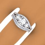 1.75 Carat (ctw) 10K White Gold Round Diamond Ladies 3 Stone Bridal Engagement Ring Set 1 3/4 CT