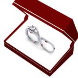 1.75 Carat (ctw) 10K White Gold Round Diamond Ladies 3 Stone Bridal Engagement Ring Set 1 3/4 CT