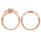 1.75 Carat (ctw) 14K Rose Gold Round Diamond Ladies 3 Stone Bridal Engagement Ring Set 1 3/4 CT