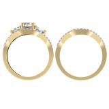 1.75 Carat (ctw) 14K Yellow Gold Round Diamond Ladies 3 Stone Bridal Engagement Ring Set 1 3/4 CT