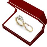 1.75 Carat (ctw) 14K Yellow Gold Round Diamond Ladies 3 Stone Bridal Engagement Ring Set 1 3/4 CT