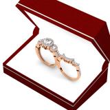 1.50 Carat (ctw) 14K Rose Gold Round Diamond Ladies 3 Stone Split Shank Halo Style Bridal Engagement Ring With Matching Band 1 1/2 CT