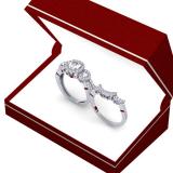 1.50 Carat (ctw) 14K White Gold Round Diamond Ladies 3 Stone Split Shank Halo Style Bridal Engagement Ring With Matching Band 1 1/2 CT