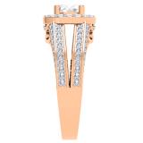 1.40 Carat (ctw) 14K Rose Gold Round Cut Diamond Ladies Bridal Split Shank Halo Engagement Ring