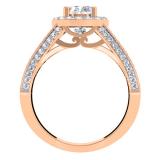 1.40 Carat (ctw) 14K Rose Gold Round Cut Diamond Ladies Bridal Split Shank Halo Engagement Ring