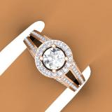 1.40 Carat (ctw) 14K Rose Gold Round Cut Diamond Ladies Bridal Split Shank Halo Engagement Ring