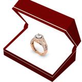 1.40 Carat (ctw) 14K Rose Gold Round Cut Diamond Ladies Bridal Split Shank Halo Engagement Ring