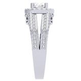 1.40 Carat (ctw) 14K White Gold Round Cut Diamond Ladies Bridal Split Shank Halo Engagement Ring