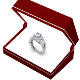 1.40 Carat (ctw) 14K White Gold Round Cut Diamond Ladies Bridal Split Shank Halo Engagement Ring
