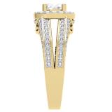 1.40 Carat (ctw) 14K Yellow Gold Round Cut Diamond Ladies Bridal Split Shank Halo Engagement Ring