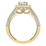 1.40 Carat (ctw) 14K Yellow Gold Round Cut Diamond Ladies Bridal Split Shank Halo Engagement Ring