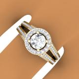 1.40 Carat (ctw) 14K Yellow Gold Round Cut Diamond Ladies Bridal Split Shank Halo Engagement Ring