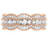 1.75 Carat (ctw) 14K Rose Gold White Round Diamond Ladies Milgrain Eternity Anniversary Wedding Band 2 CT
