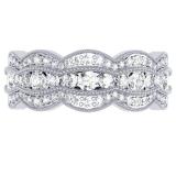 1.75 Carat (ctw) 18K White Gold White Round Diamond Ladies Milgrain Eternity Anniversary Wedding Band 2 CT