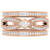 1.00 Carat (ctw) 14K Rose Gold Round Cut Diamond Ladies Vintage Eternity Anniversary Wedding Band 1 CT