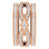 1.00 Carat (ctw) 14K Rose Gold Round Cut Diamond Ladies Vintage Eternity Anniversary Wedding Band 1 CT