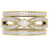 1.00 Carat (ctw) 14K Yellow Gold Round Cut Diamond Ladies Vintage Eternity Anniversary Wedding Band 1 CT