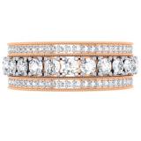 2.00 Carat (ctw) 14K Rose Gold Round Cut Diamond Ladies Eternity Anniversary Wedding Band 2 CT