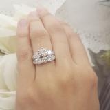 3.10 Carat (ctw) 14K White Gold Round Diamond Ladies Bridal 3 Stone Engagement Ring With Matching Band Set 3 1/10 CT