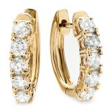 1.00 Carat (ctw) 14K Yellow Gold Round White Diamond Ladies Huggies Hoop Earrings 1 CT