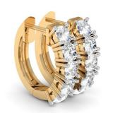 1.00 Carat (ctw) 14K Yellow Gold Round White Diamond Ladies Huggies Hoop Earrings 1 CT