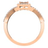 0.40 Carat (ctw) 14K Rose Gold Princess & Round Cut Diamond Ladies Swirl Bridal Engagement Ring