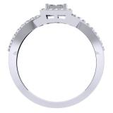 0.40 Carat (ctw) 14K White Gold Princess & Round Cut Diamond Ladies Swirl Bridal Engagement Ring