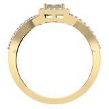 0.40 Carat (ctw) 14K Yellow Gold Princess & Round Cut Diamond Ladies Swirl Bridal Engagement Ring