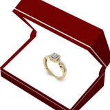 0.40 Carat (ctw) 14K Yellow Gold Princess & Round Cut Diamond Ladies Swirl Bridal Engagement Ring
