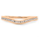0.15 Carat (ctw) 10K Rose Gold Round Cut Diamond Ladies Stackable Anniversary Wedding Contour Band Guard Ring