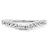 0.15 Carat (ctw) 14K White Gold Round Cut Diamond Ladies Stackable Anniversary Wedding Contour Band Guard Ring