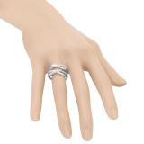 0.40 Carat (ctw) 10K White Gold Round Diamond Ladies Anniversary Wedding Band Swirl Enhancer Guard Double Ring
