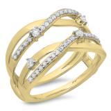 0.40 Carat (ctw) 10K Yellow Gold Round Diamond Ladies Anniversary Wedding Band Swirl Enhancer Guard Double Ring