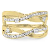 0.40 Carat (ctw) 10K Yellow Gold Round Diamond Ladies Anniversary Wedding Band Swirl Enhancer Guard Double Ring