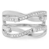 0.40 Carat (ctw) 14K White Gold Round Diamond Ladies Anniversary Wedding Band Swirl Enhancer Guard Double Ring