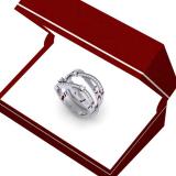 0.40 Carat (ctw) 14K White Gold Round Diamond Ladies Anniversary Wedding Band Swirl Enhancer Guard Double Ring