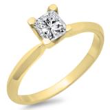 0.65 Carat (ctw) 14K Yellow Gold Princess Cut Diamond Ladies Bridal Solitaire Engagement Ring