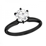 0.75 Carat (ctw) Round Cut Diamond Ladies Bridal Solitaire Engagement Ring 3/4 CT Black Plated 10k Gold