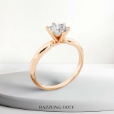 0.74 Carat (ctw) 14K Rose Gold Round Cut Diamond Ladies Bridal Solitaire Engagement Ring 3/4 CT