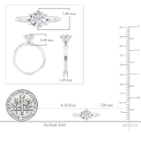 0.74 Carat (ctw) 14K White Gold Round Cut Diamond Ladies Bridal Solitaire Engagement Ring 3/4 CT