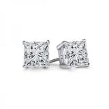 IGI CERTIFIED 0.50 Carat (ctw) 14K White Gold Princess Cut White Diamond Ladies Solitaire Stud Earrings 1/2 CT