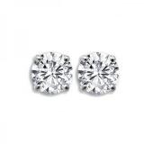 IGI CERTIFIED 0.25 Carat (ctw) 14K White Gold Round Cut White Diamond Ladies Solitaire Stud Earrings 1/4 CT