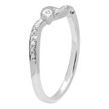 0.05 Carat (ctw) 10K White Gold Round Cut Diamond Ladies Right Hand Dolphin Ring