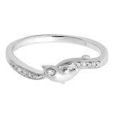0.05 Carat (ctw) 14K White Gold Round Cut Diamond Ladies Right Hand Dolphin Ring