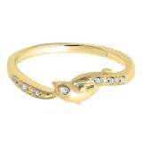 0.05 Carat (ctw) 18K Yellow Gold Round Cut Diamond Ladies Right Hand Dolphin Ring