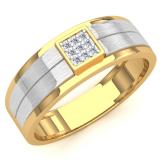 0.10 Carat (ctw) 14K Two Tone Gold Round Cut Diamond Men's Anniversary Wedding Band 1/10 CT