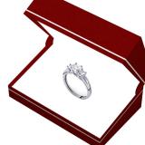 1.00 Carat (ctw) 10K White Gold Round Cut Diamond Ladies 3 Stone Bridal Engagement Ring 1 CT