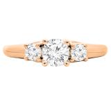 1.00 Carat (ctw) 14K Rose Gold Round Cut Diamond Ladies 3 Stone Bridal Engagement Ring 1 CT