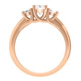 1.00 Carat (ctw) 14K Rose Gold Round Cut Diamond Ladies 3 Stone Bridal Engagement Ring 1 CT